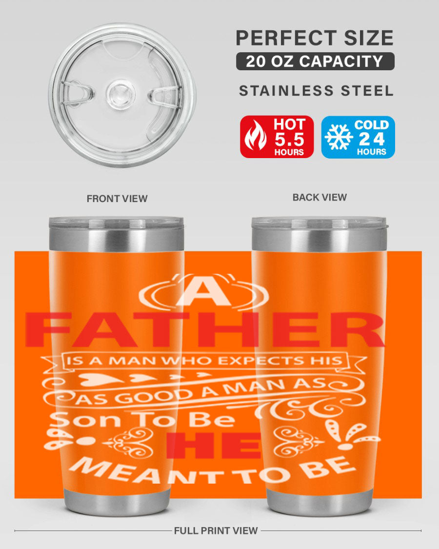 A Father 247# Tumbler in stainless steel with a drink-thru lid, showcasing its sleek design and double wall vacuum insulation.