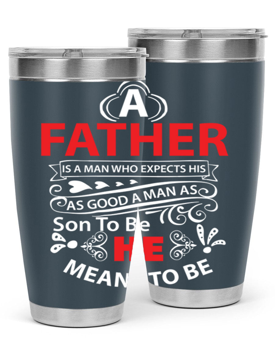 A Father 247# Tumbler in stainless steel with a drink-thru lid, showcasing its sleek design and double wall vacuum insulation.