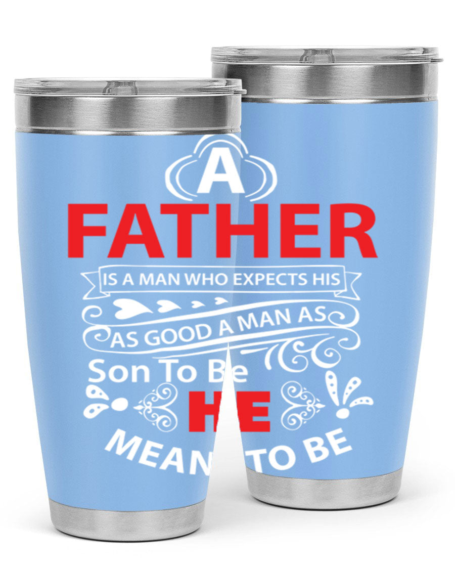 A Father 247# Tumbler in stainless steel with a drink-thru lid, showcasing its sleek design and double wall vacuum insulation.