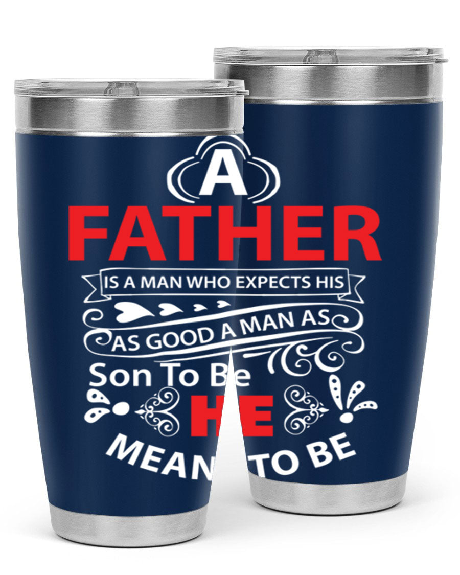 A Father 247# Tumbler in stainless steel with a drink-thru lid, showcasing its sleek design and double wall vacuum insulation.