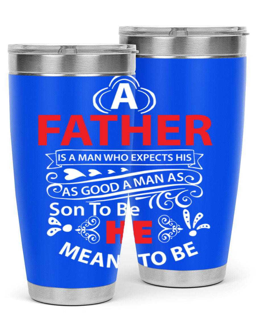 A Father 247# Tumbler in stainless steel with a drink-thru lid, showcasing its sleek design and double wall vacuum insulation.