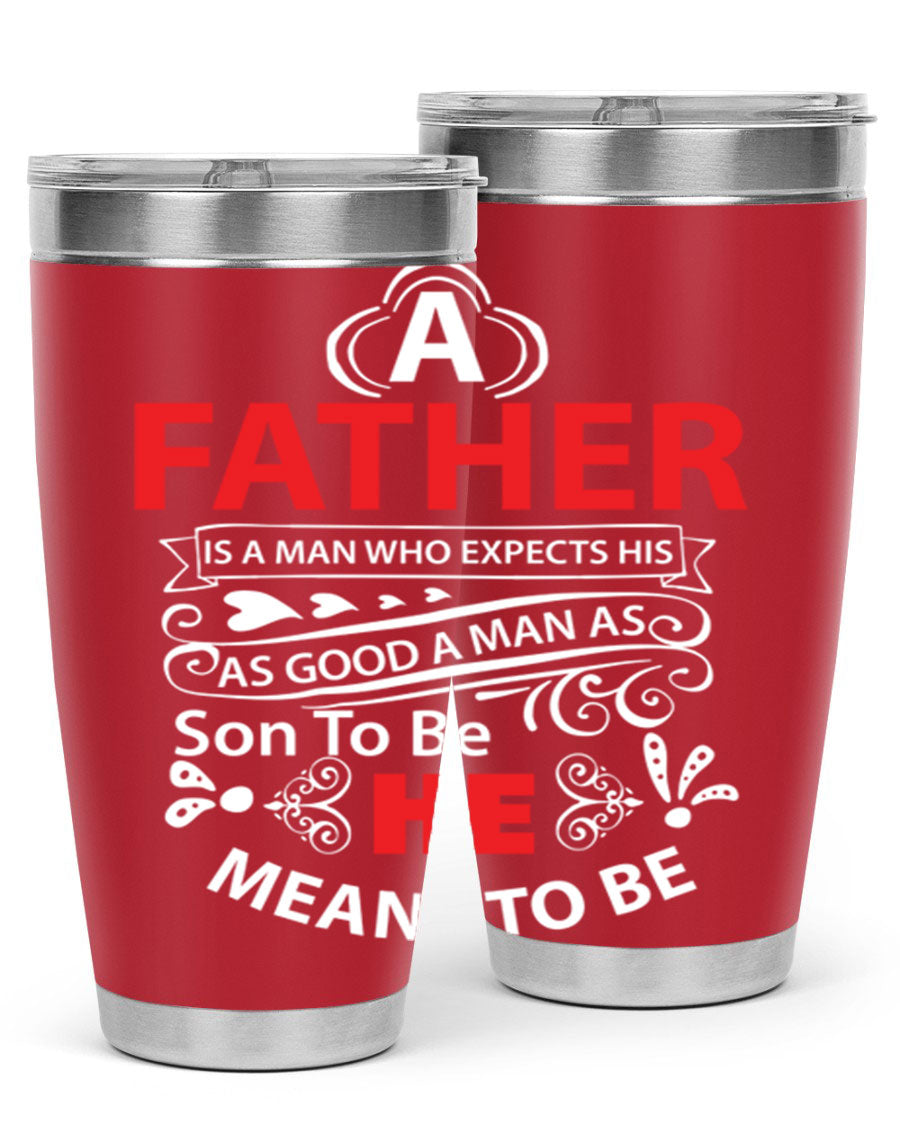 A Father 247# Tumbler in stainless steel with a drink-thru lid, showcasing its sleek design and double wall vacuum insulation.