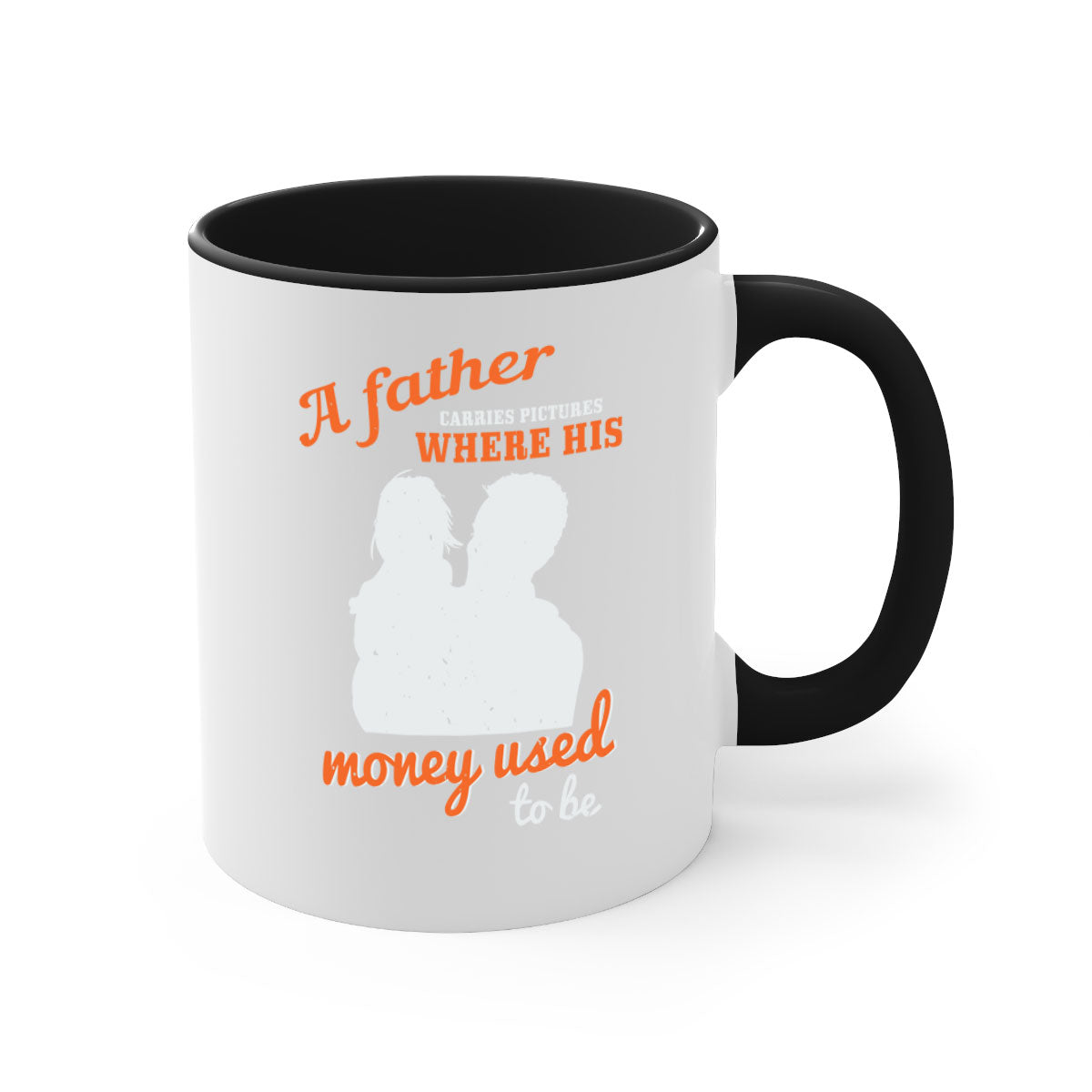 A stylish two-tone ceramic mug with a colored handle and glossy finish, perfect for coffee or tea, ideal for Father's Day gifts.