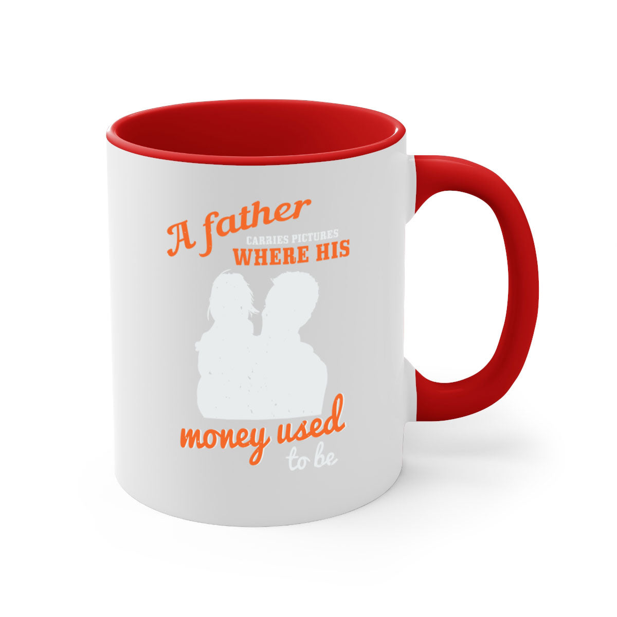 A stylish two-tone ceramic mug with a colored handle and glossy finish, perfect for coffee or tea, ideal for Father's Day gifts.