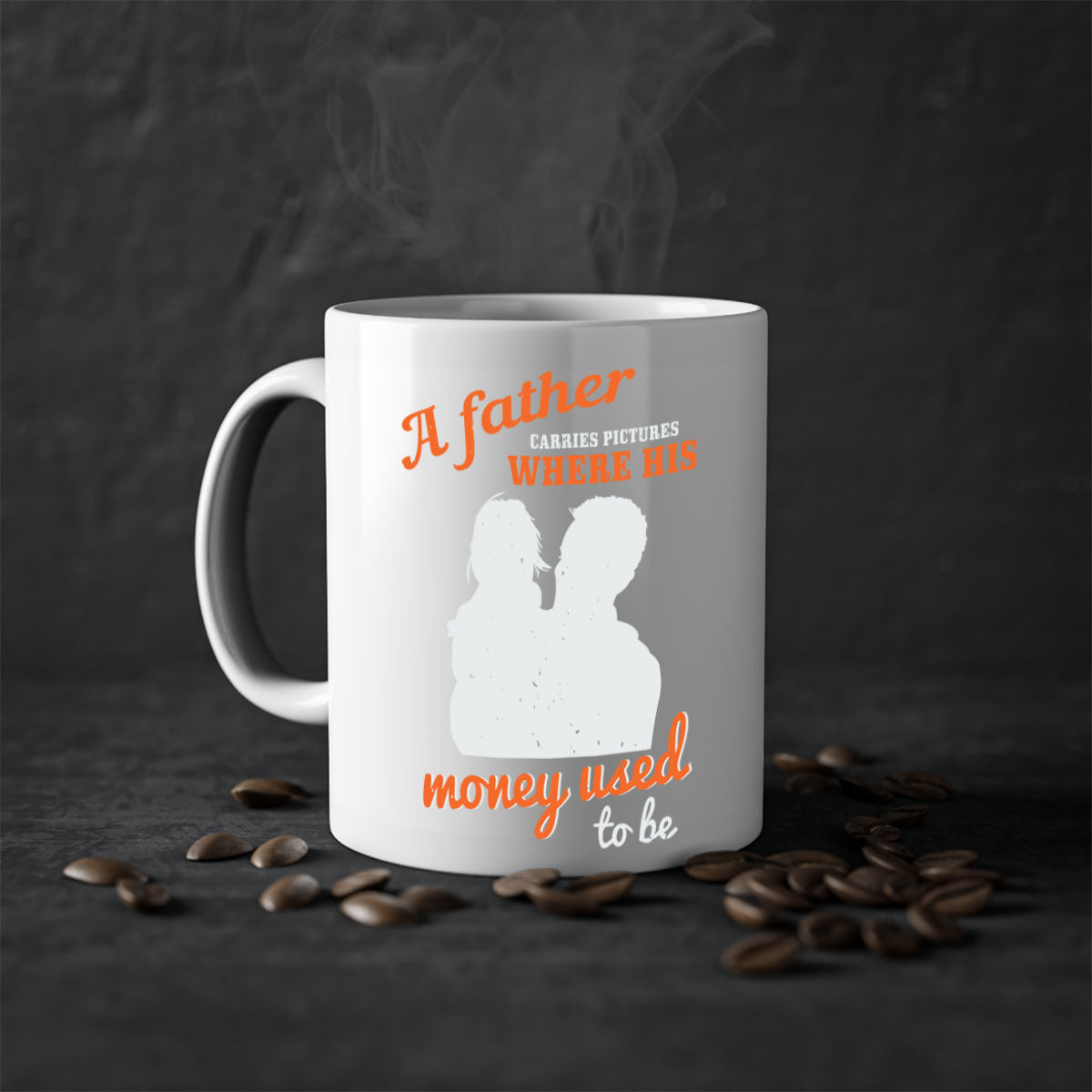A stylish two-tone ceramic mug with a colored handle and glossy finish, perfect for coffee or tea, ideal for Father's Day gifts.