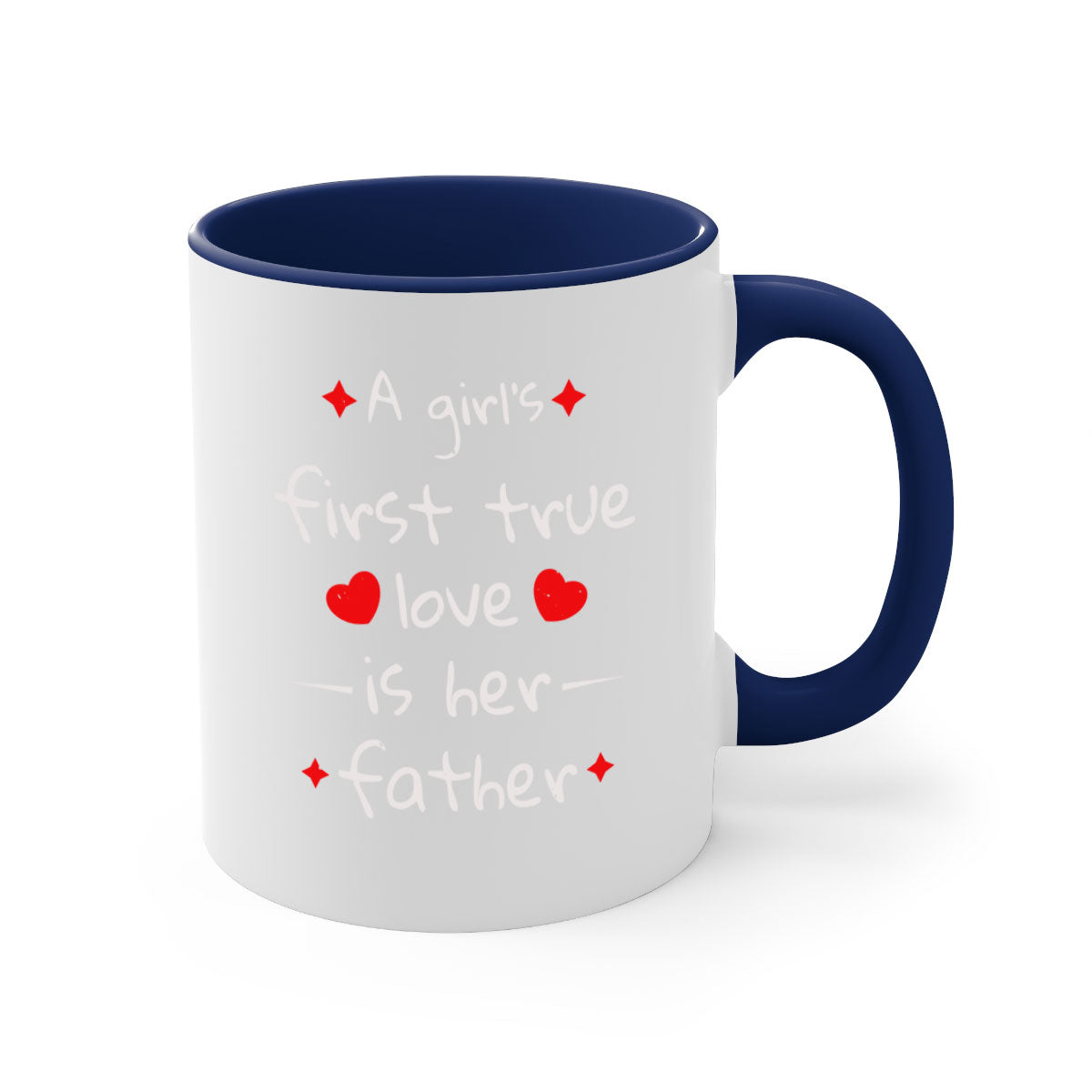 A stylish two-tone girl's first true 116# mug with a colored handle and glossy finish, perfect for coffee or tea.
