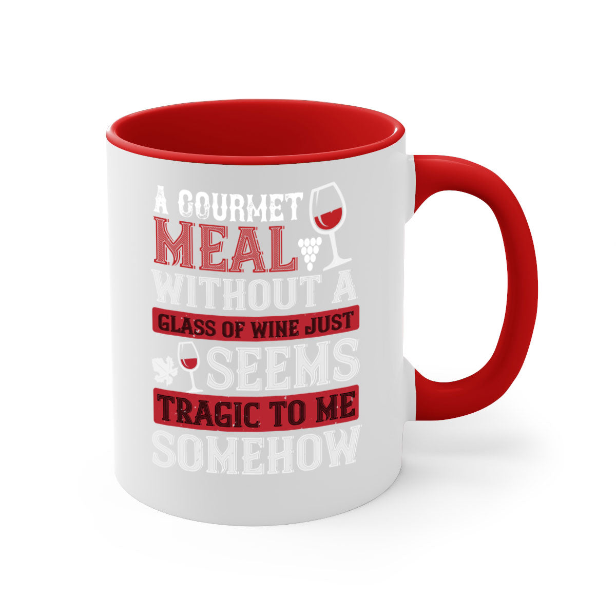 A stylish two-tone gourmet meal mug with a colored handle and glossy finish, available in multiple colors and sizes.