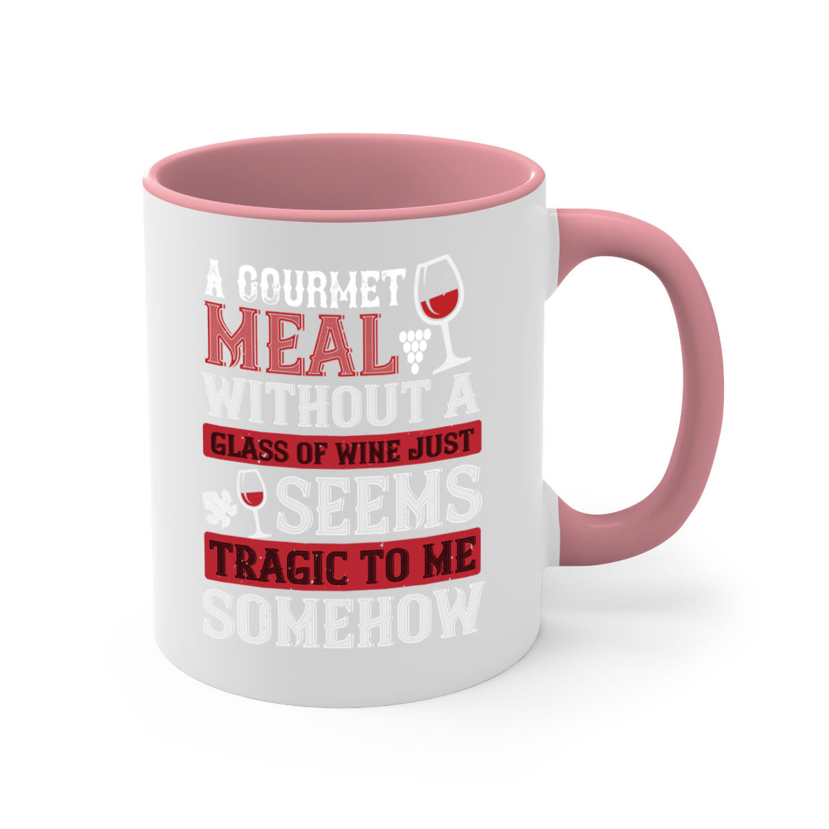 A stylish two-tone gourmet meal mug with a colored handle and glossy finish, available in multiple colors and sizes.