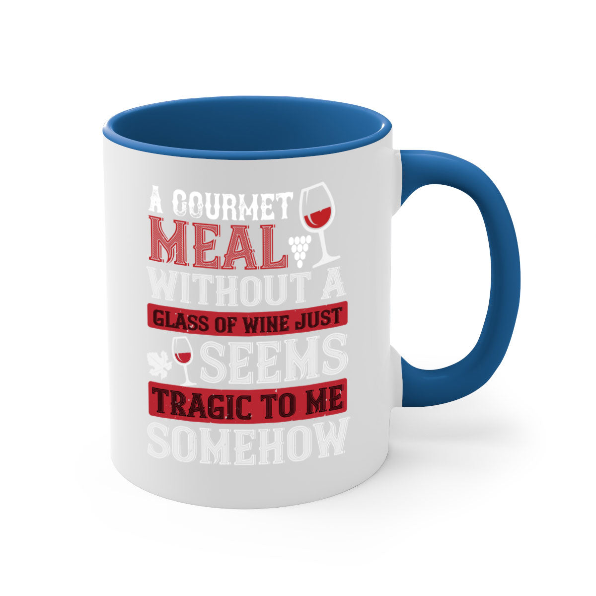 A stylish two-tone gourmet meal mug with a colored handle and glossy finish, available in multiple colors and sizes.