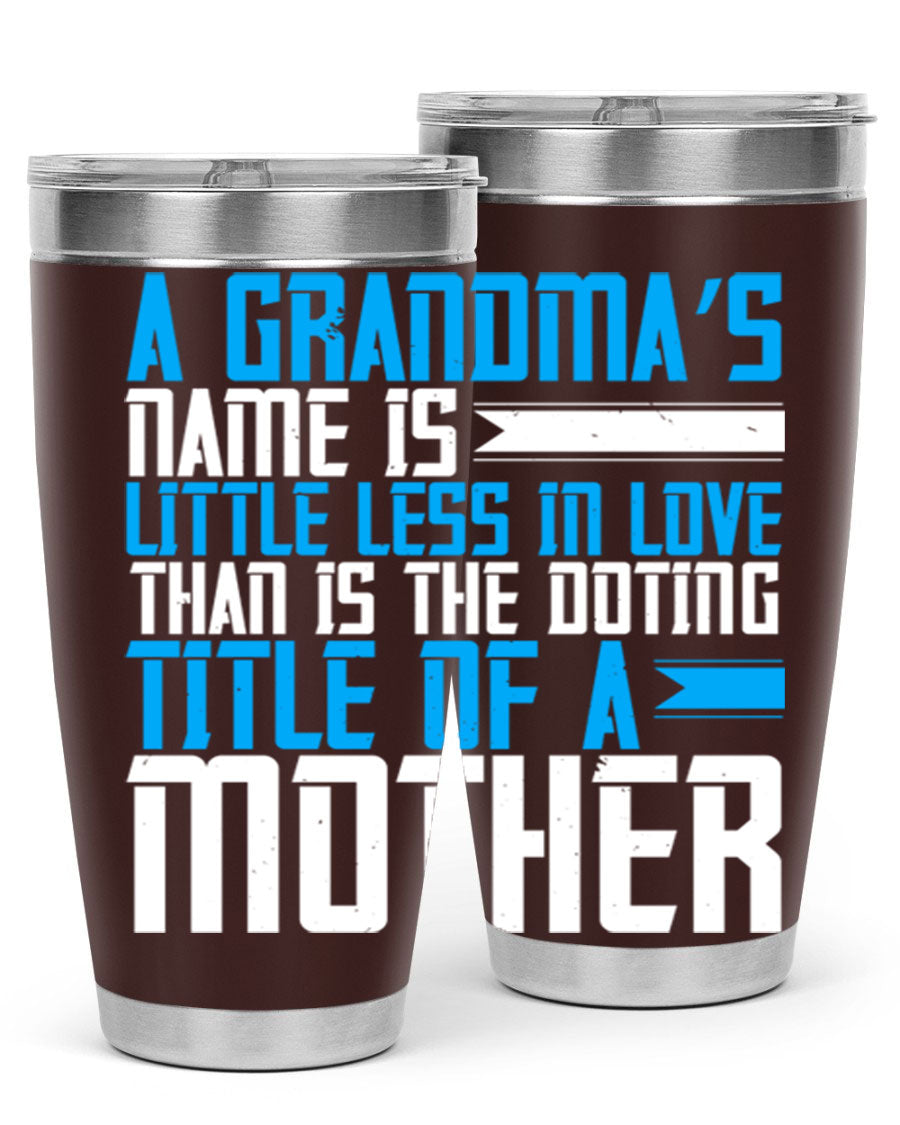 A stylish 20oz and 30oz stainless steel tumbler featuring a heartfelt design celebrating grandmothers, perfect for hot and cold beverages.