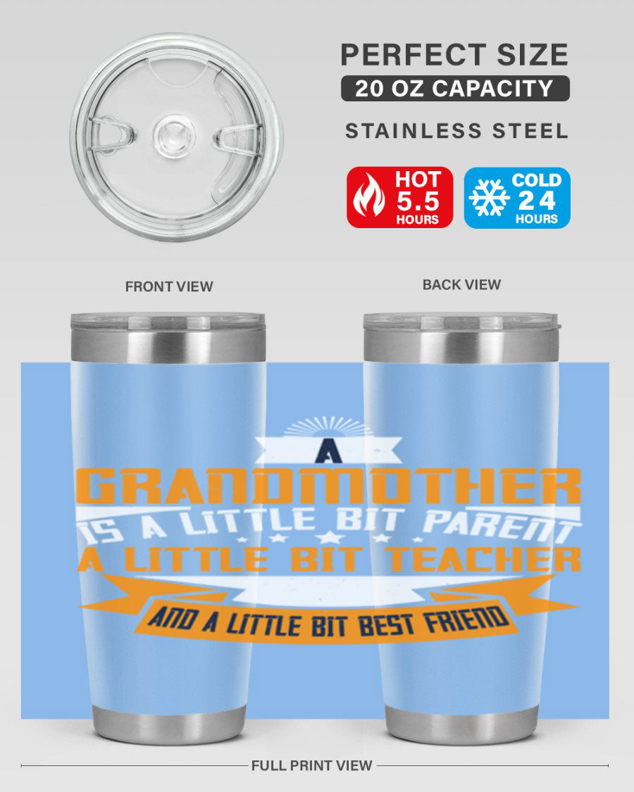 A stylish stainless steel tumbler with a heartfelt message about grandmothers, featuring a double wall vacuum design.