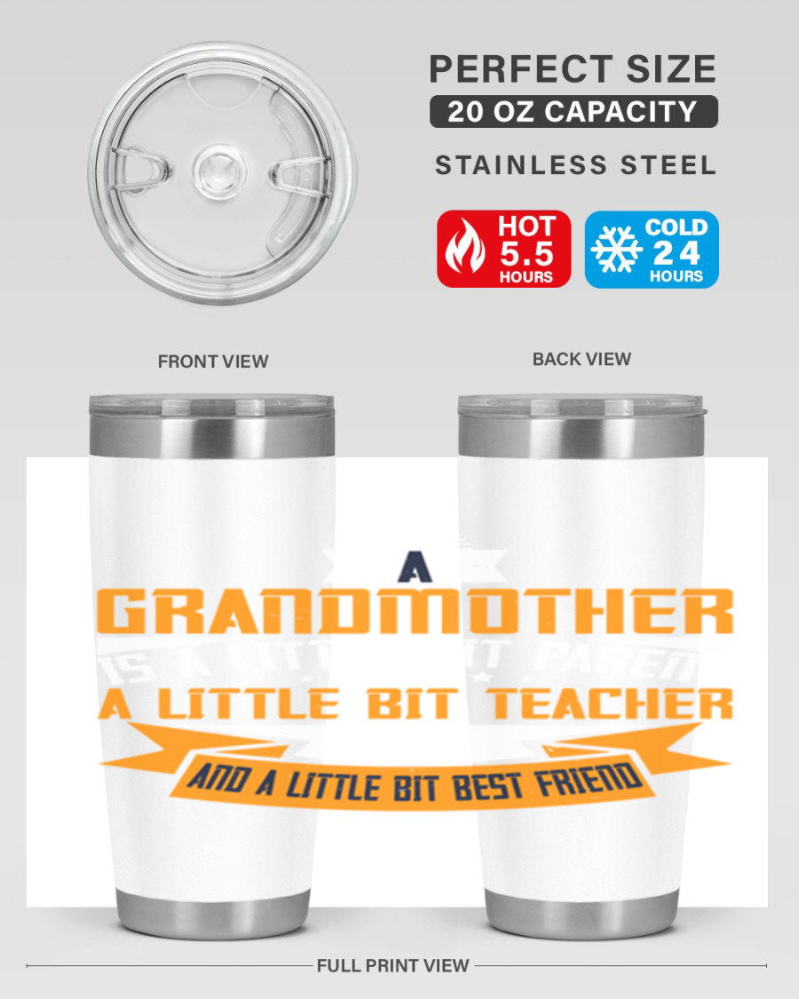 A stylish stainless steel tumbler with a heartfelt message about grandmothers, featuring a double wall vacuum design.