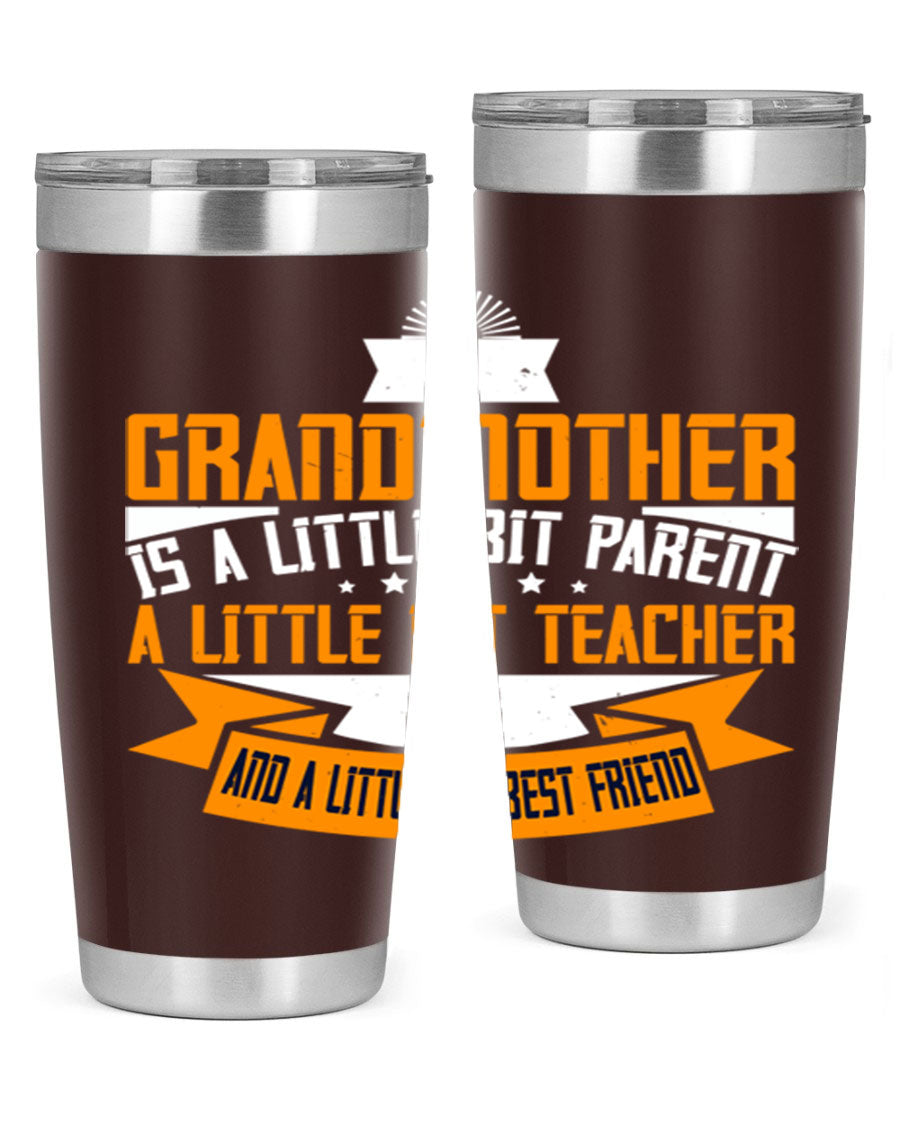 A stylish stainless steel tumbler with a heartfelt message about grandmothers, featuring a double wall vacuum design.