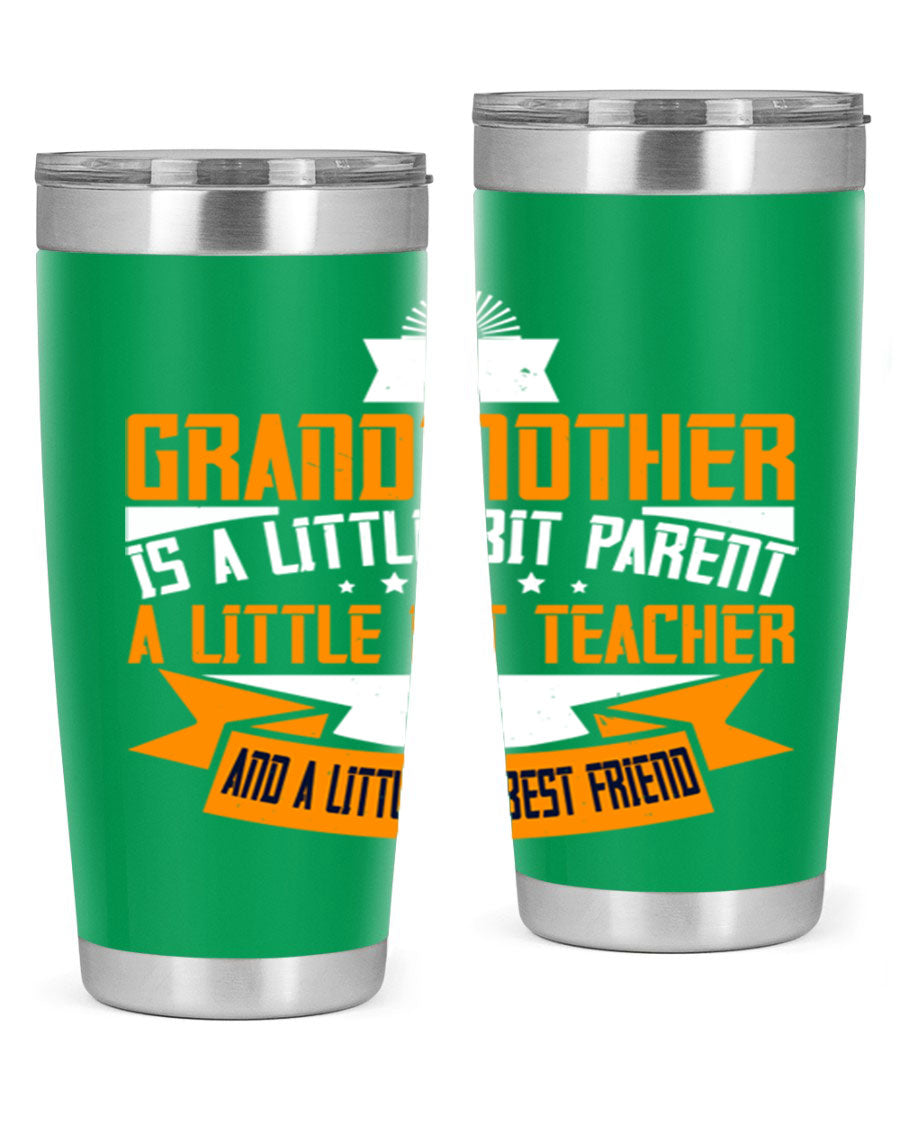 A stylish stainless steel tumbler with a heartfelt message about grandmothers, featuring a double wall vacuum design.