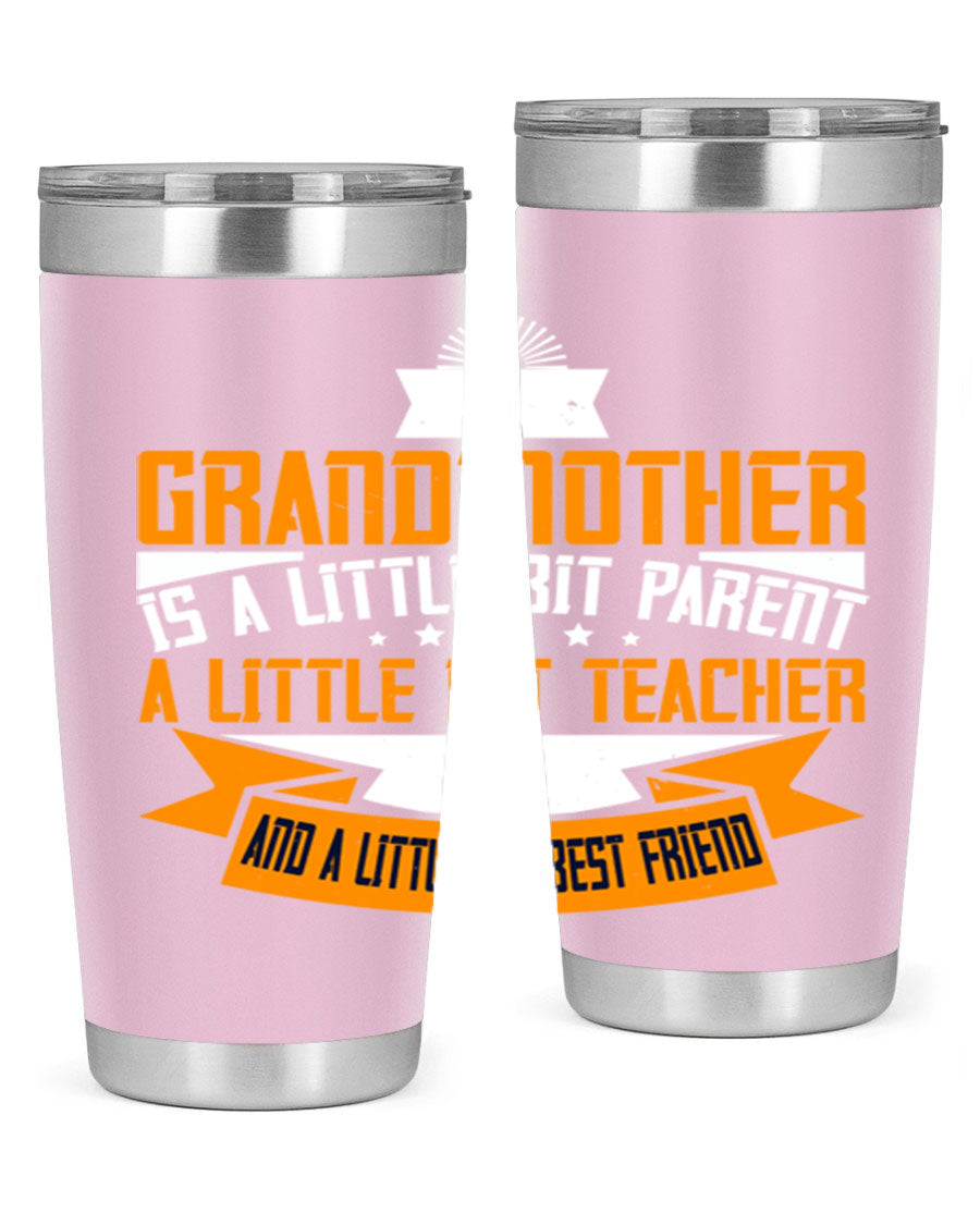 A stylish stainless steel tumbler with a heartfelt message about grandmothers, featuring a double wall vacuum design.