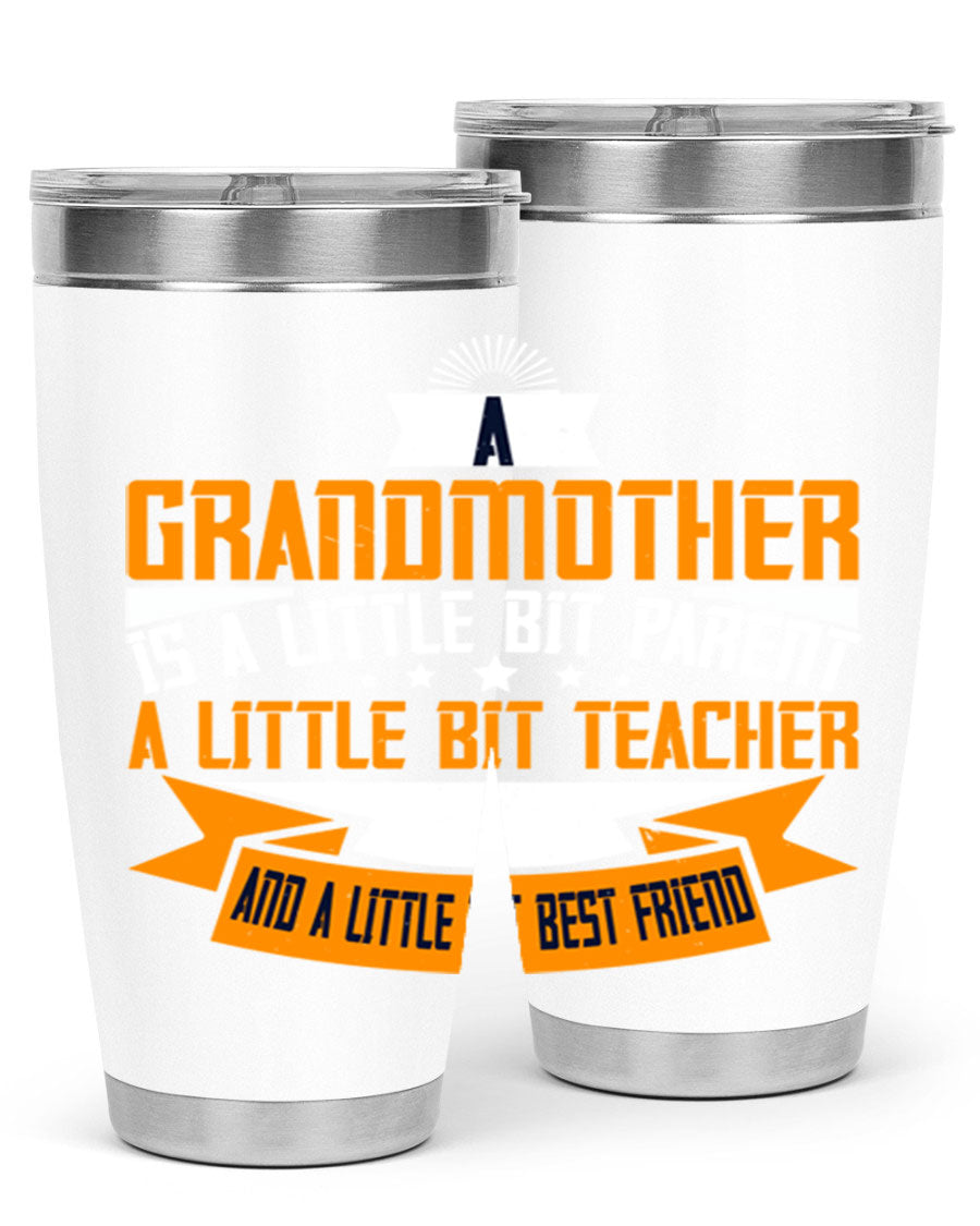 A stylish stainless steel tumbler with a heartfelt message about grandmothers, featuring a double wall vacuum design.