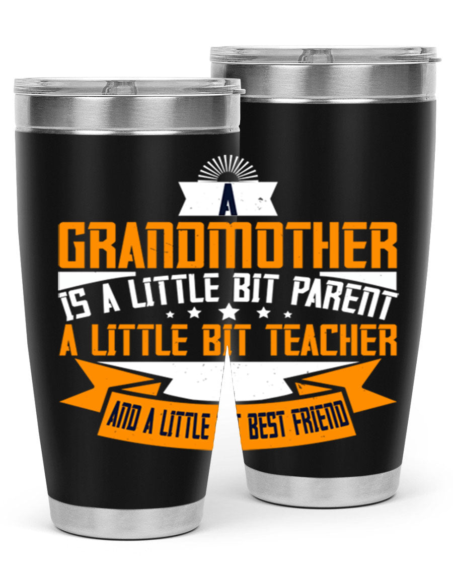 A stylish stainless steel tumbler with a heartfelt message about grandmothers, featuring a double wall vacuum design.