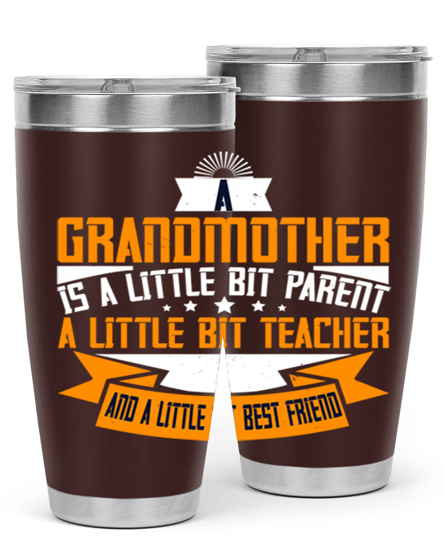 A stylish stainless steel tumbler with a heartfelt message about grandmothers, featuring a double wall vacuum design.