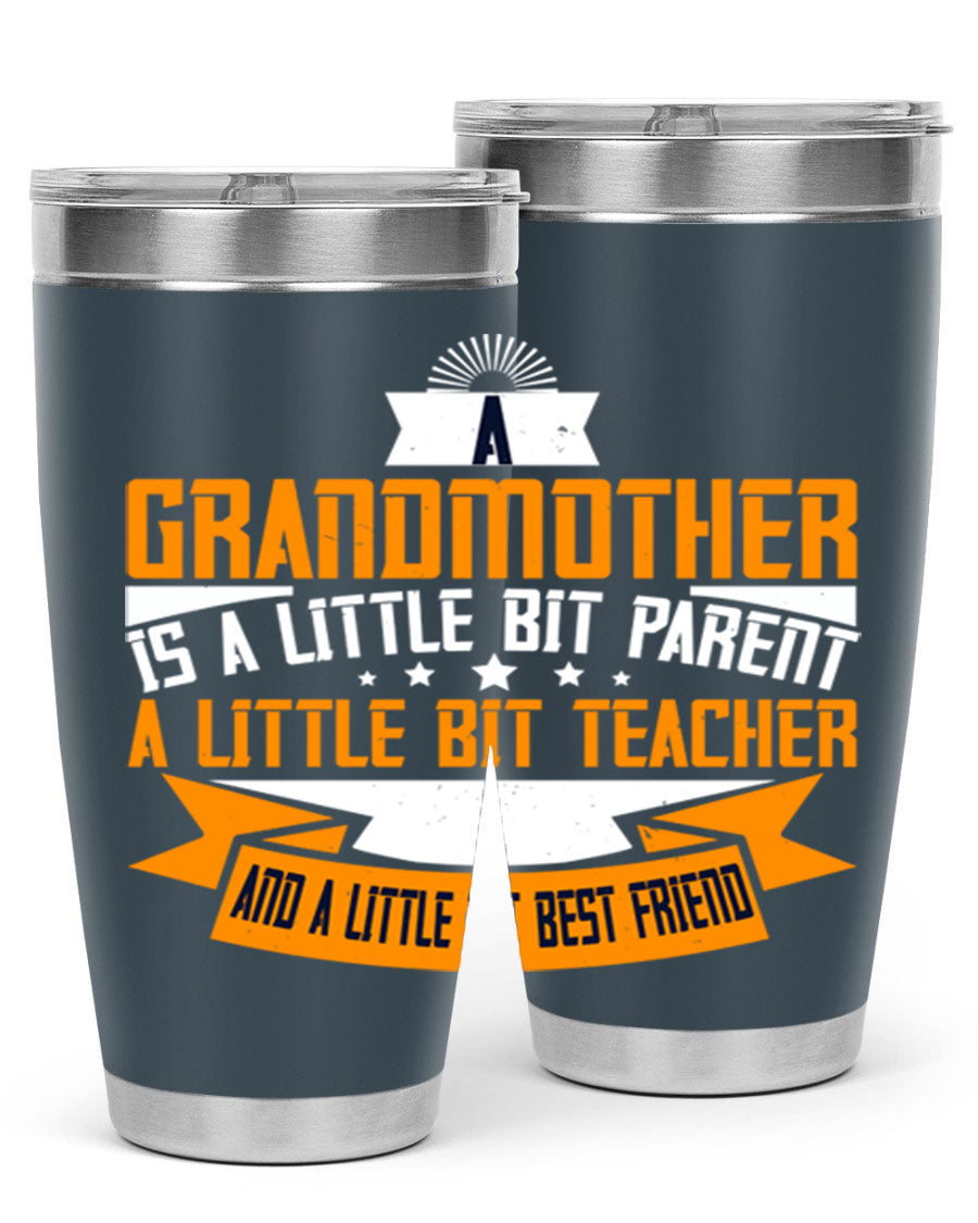 A stylish stainless steel tumbler with a heartfelt message about grandmothers, featuring a double wall vacuum design.