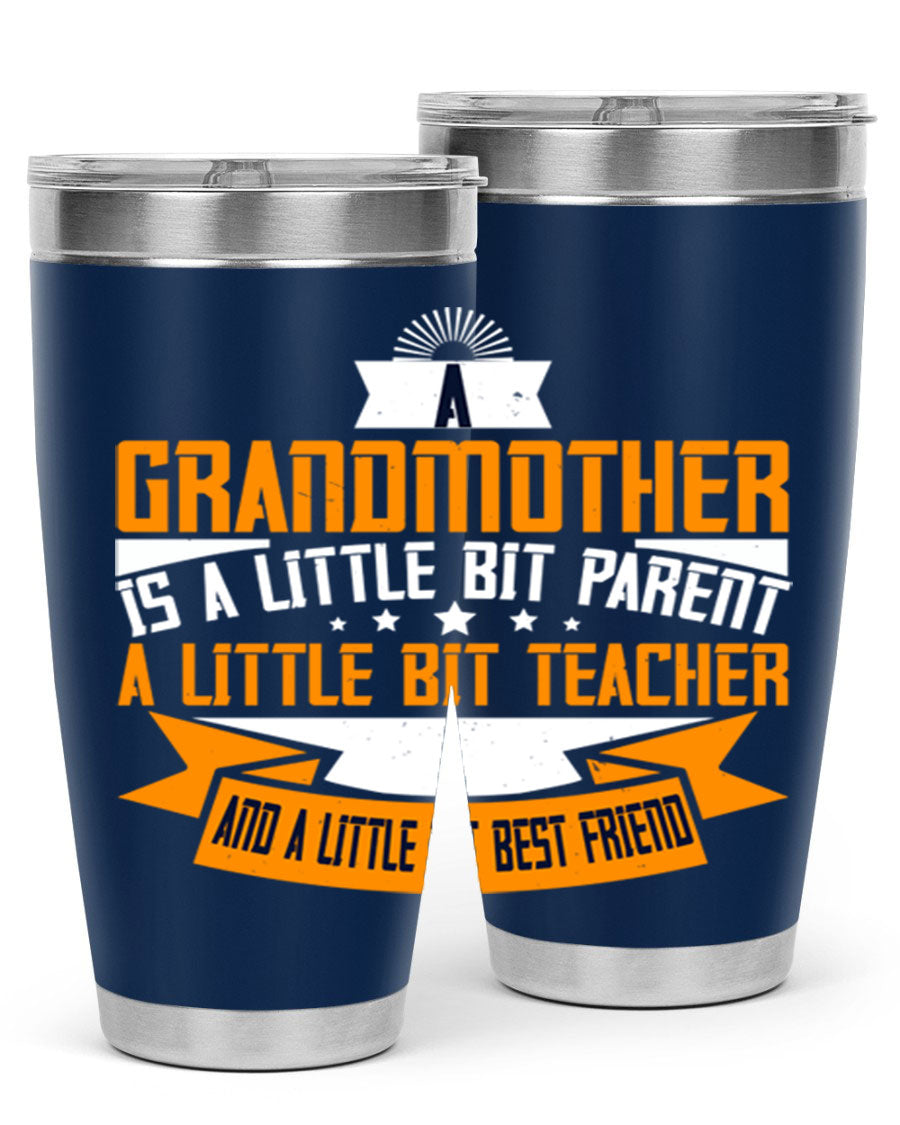 A stylish stainless steel tumbler with a heartfelt message about grandmothers, featuring a double wall vacuum design.