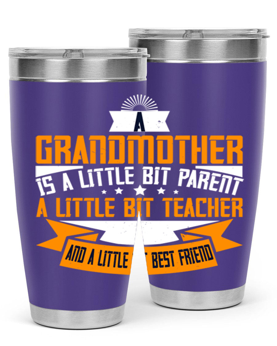 A stylish stainless steel tumbler with a heartfelt message about grandmothers, featuring a double wall vacuum design.
