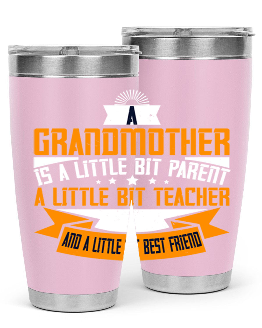 A stylish stainless steel tumbler with a heartfelt message about grandmothers, featuring a double wall vacuum design.