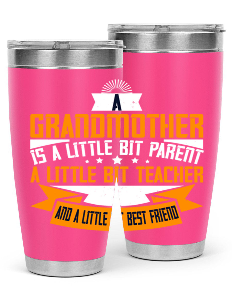 A stylish stainless steel tumbler with a heartfelt message about grandmothers, featuring a double wall vacuum design.