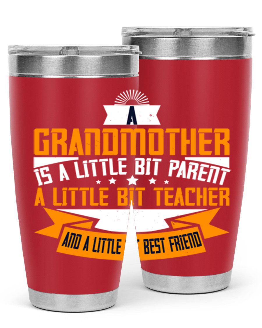 A stylish stainless steel tumbler with a heartfelt message about grandmothers, featuring a double wall vacuum design.