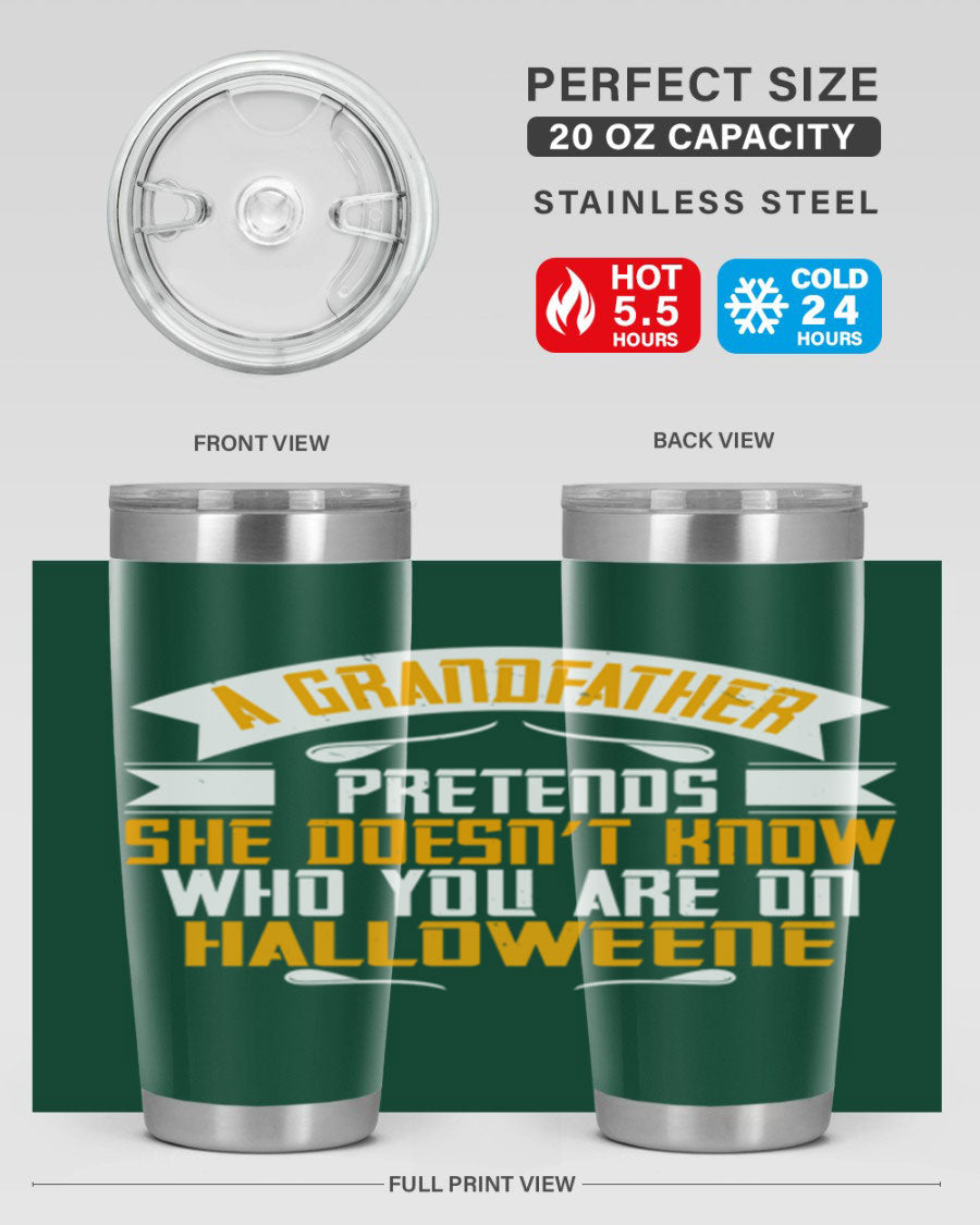 A stylish 96# Grandma Tumbler made of stainless steel, featuring a drink-thru lid and vibrant design, perfect for hot and cold beverages.