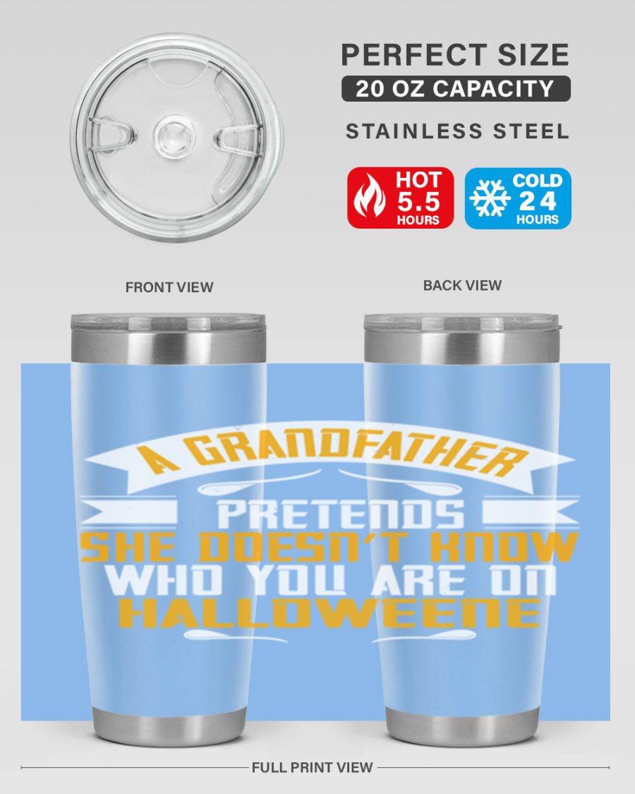 A stylish 96# Grandma Tumbler made of stainless steel, featuring a drink-thru lid and vibrant design, perfect for hot and cold beverages.