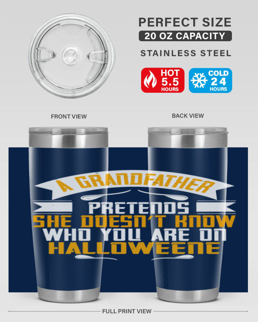 A stylish 96# Grandma Tumbler made of stainless steel, featuring a drink-thru lid and vibrant design, perfect for hot and cold beverages.