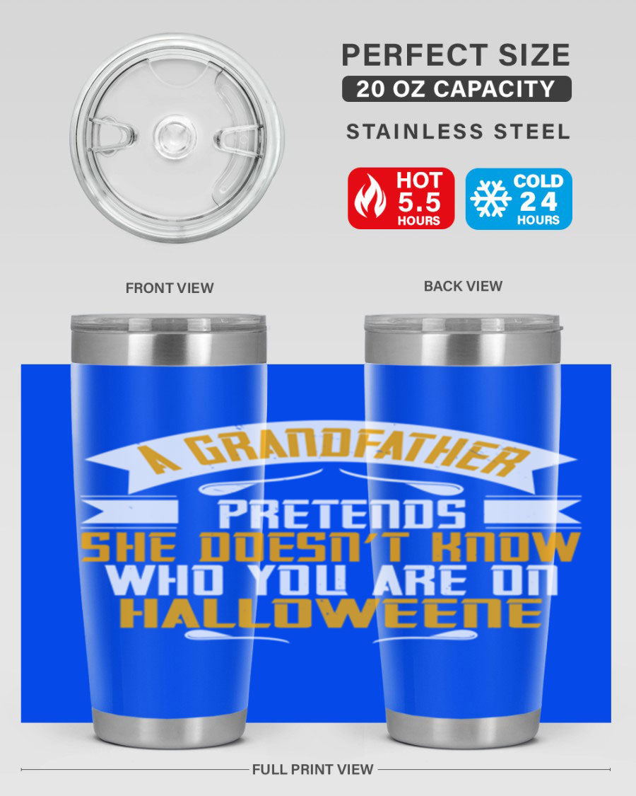 A stylish 96# Grandma Tumbler made of stainless steel, featuring a drink-thru lid and vibrant design, perfect for hot and cold beverages.