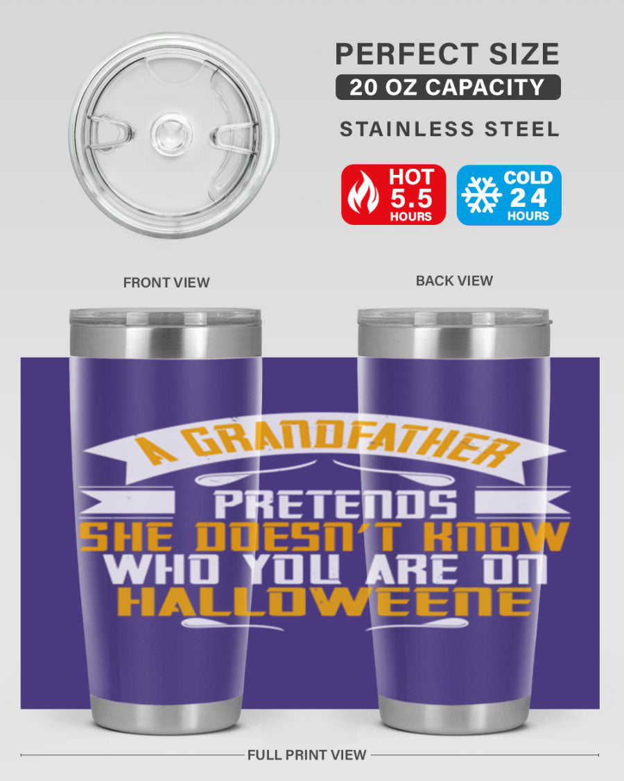 A stylish 96# Grandma Tumbler made of stainless steel, featuring a drink-thru lid and vibrant design, perfect for hot and cold beverages.