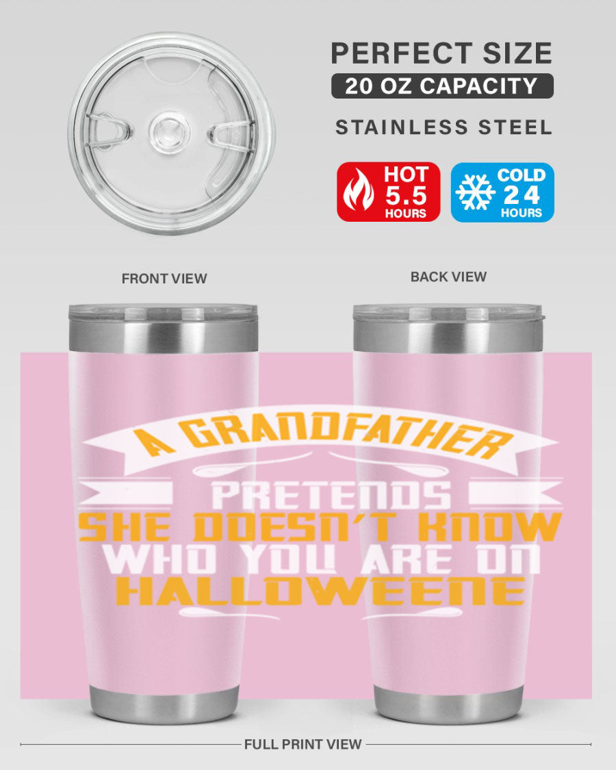 A stylish 96# Grandma Tumbler made of stainless steel, featuring a drink-thru lid and vibrant design, perfect for hot and cold beverages.