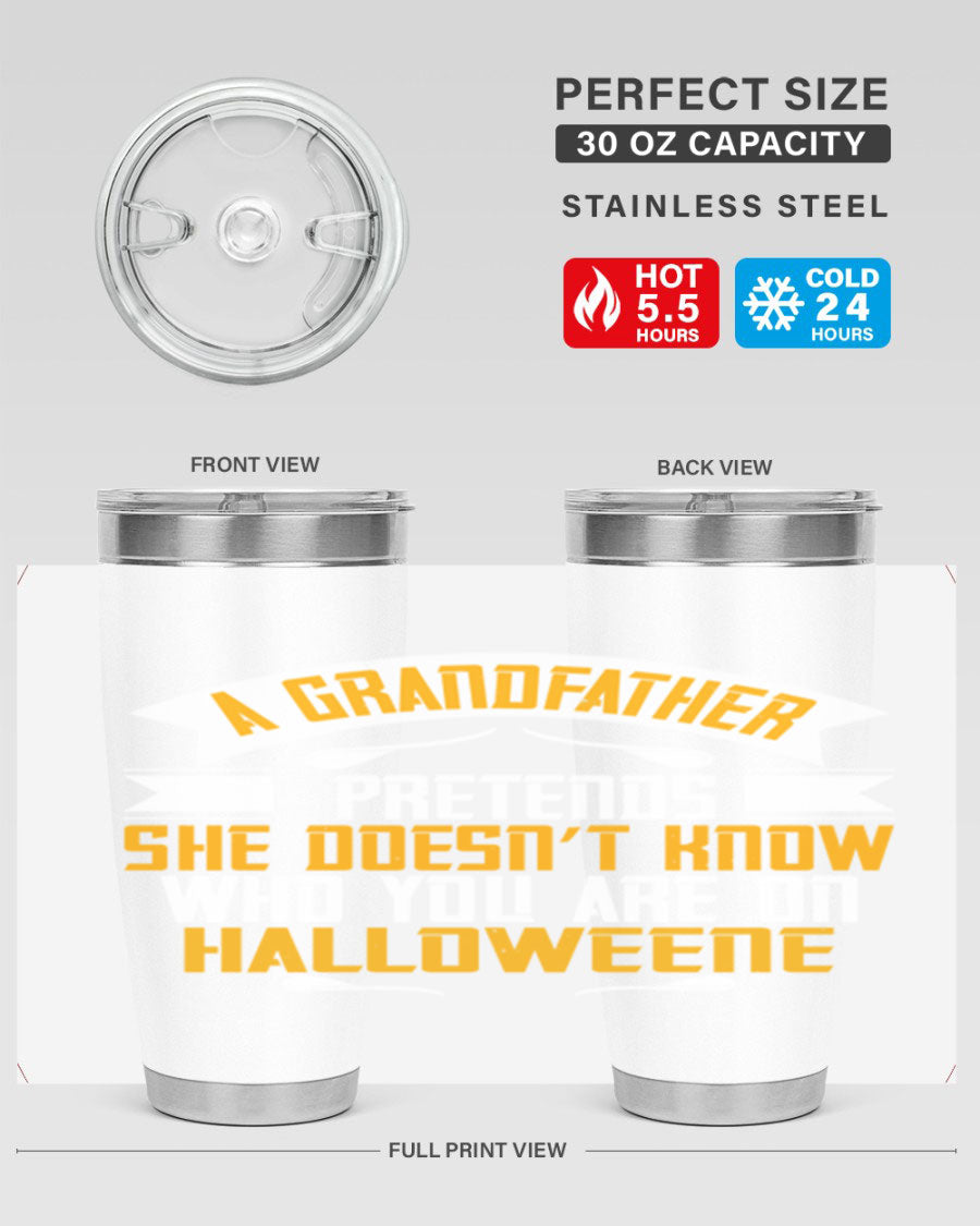 A stylish 96# Grandma Tumbler made of stainless steel, featuring a drink-thru lid and vibrant design, perfect for hot and cold beverages.