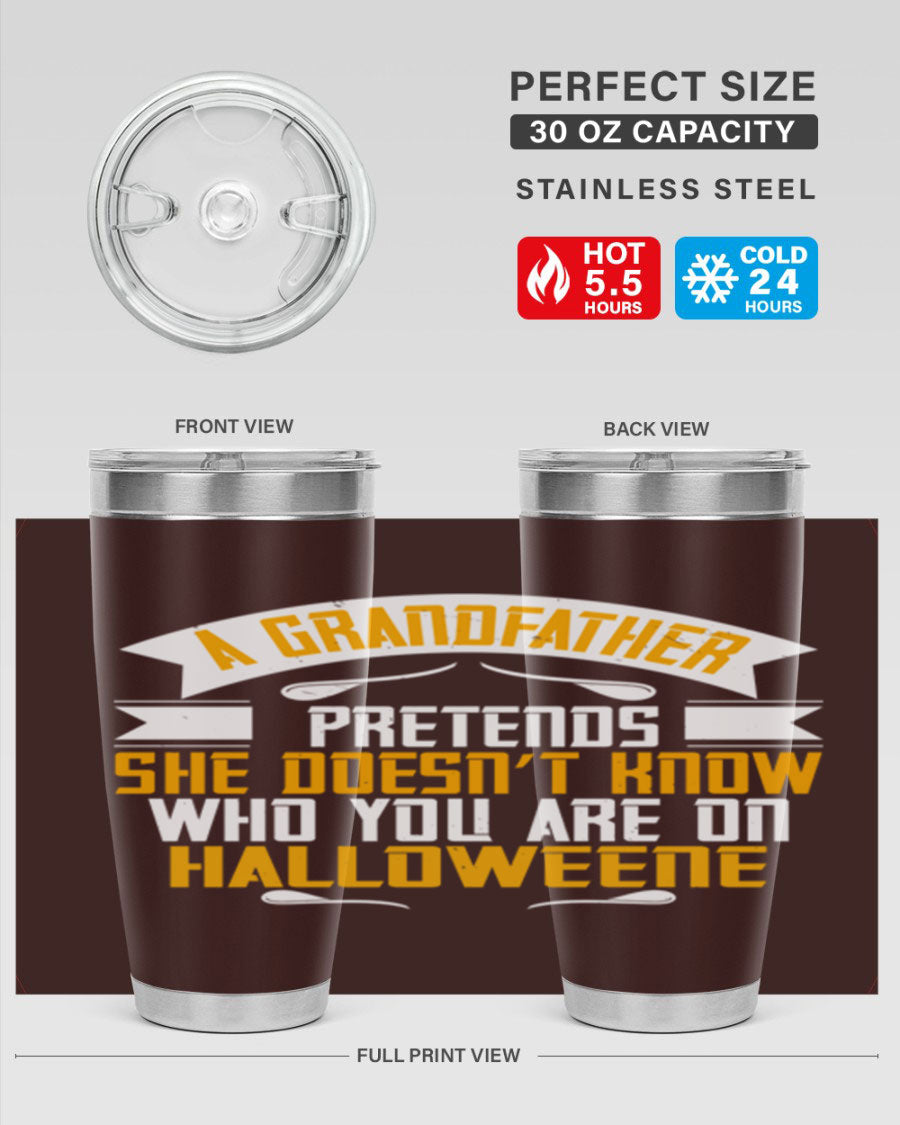 A stylish 96# Grandma Tumbler made of stainless steel, featuring a drink-thru lid and vibrant design, perfect for hot and cold beverages.