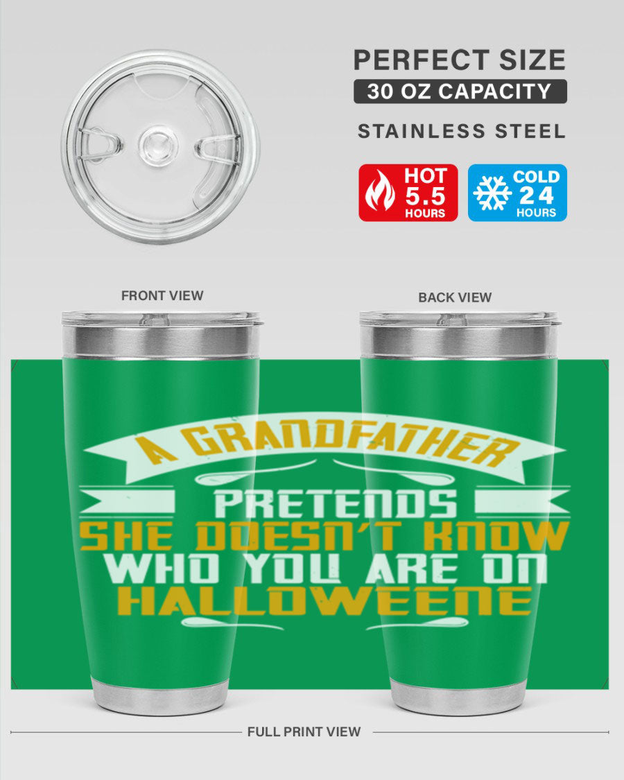 A stylish 96# Grandma Tumbler made of stainless steel, featuring a drink-thru lid and vibrant design, perfect for hot and cold beverages.