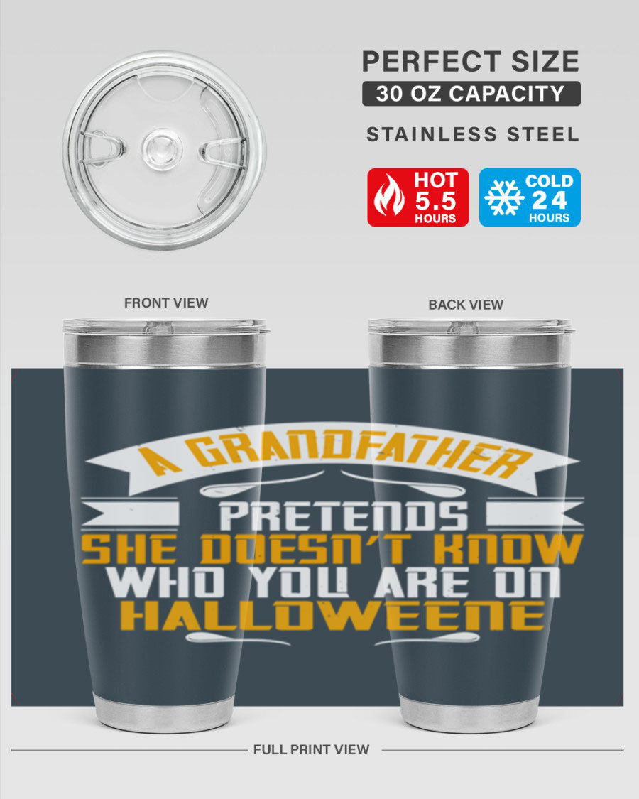 A stylish 96# Grandma Tumbler made of stainless steel, featuring a drink-thru lid and vibrant design, perfect for hot and cold beverages.