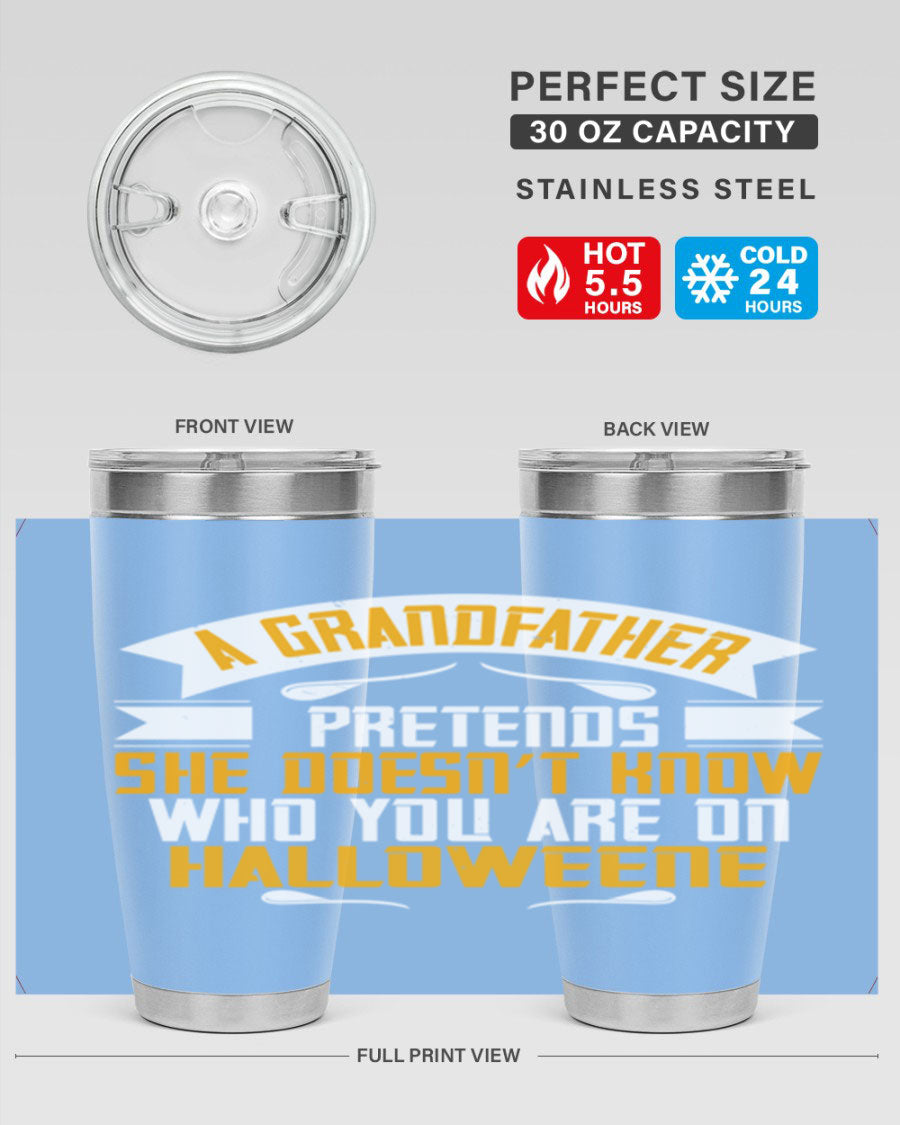 A stylish 96# Grandma Tumbler made of stainless steel, featuring a drink-thru lid and vibrant design, perfect for hot and cold beverages.