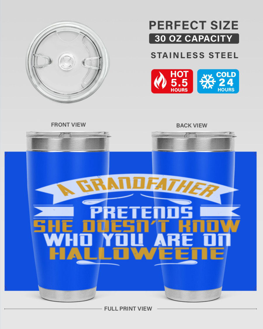 A stylish 96# Grandma Tumbler made of stainless steel, featuring a drink-thru lid and vibrant design, perfect for hot and cold beverages.