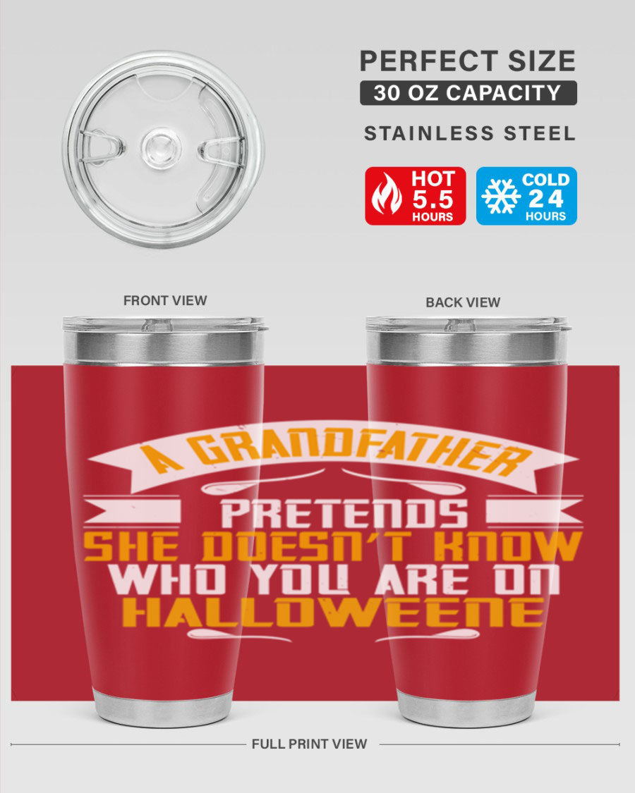 A stylish 96# Grandma Tumbler made of stainless steel, featuring a drink-thru lid and vibrant design, perfect for hot and cold beverages.