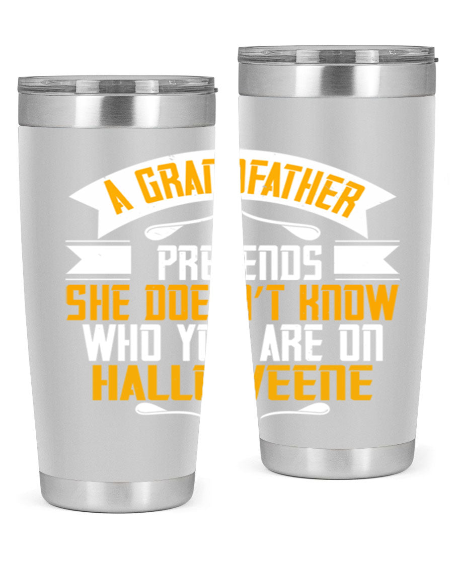 A stylish 96# Grandma Tumbler made of stainless steel, featuring a drink-thru lid and vibrant design, perfect for hot and cold beverages.