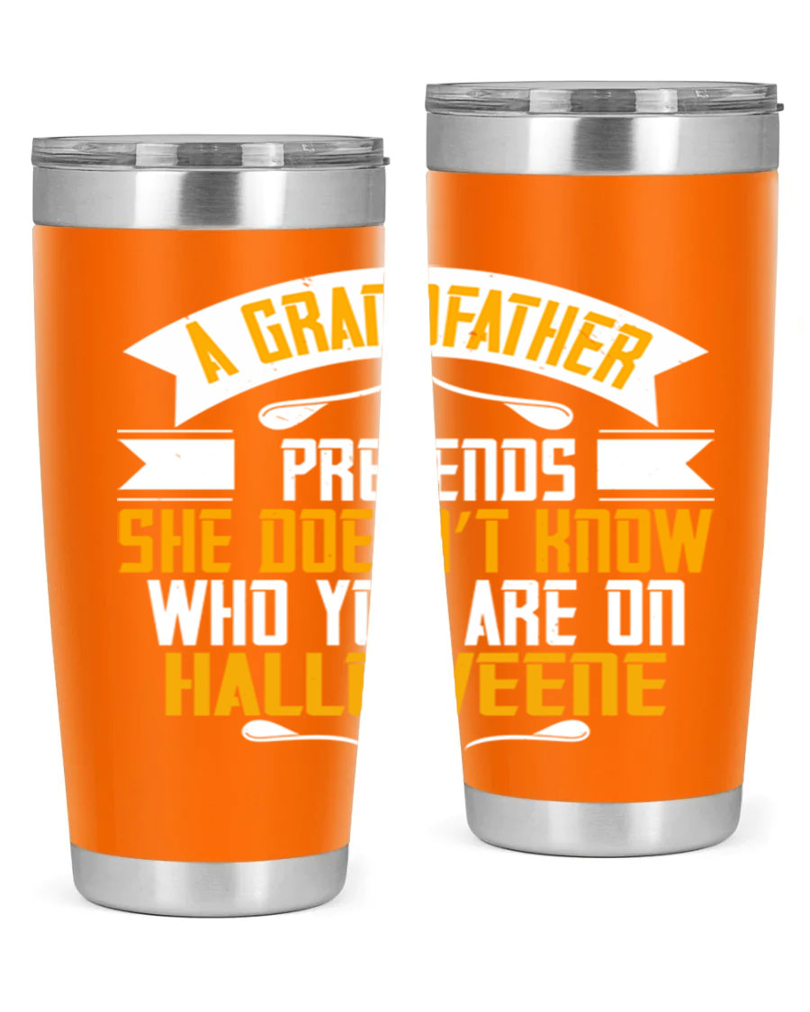 A stylish 96# Grandma Tumbler made of stainless steel, featuring a drink-thru lid and vibrant design, perfect for hot and cold beverages.