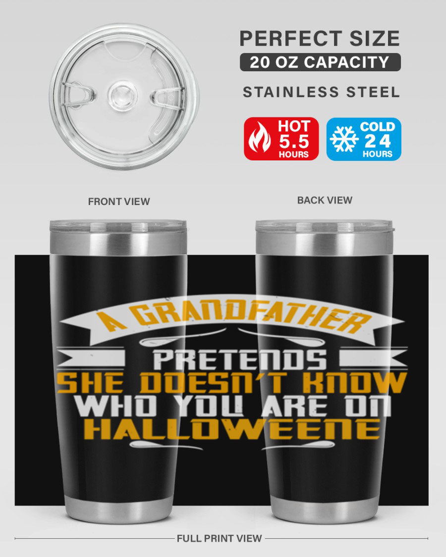 A stylish 96# Grandma Tumbler made of stainless steel, featuring a drink-thru lid and vibrant design, perfect for hot and cold beverages.