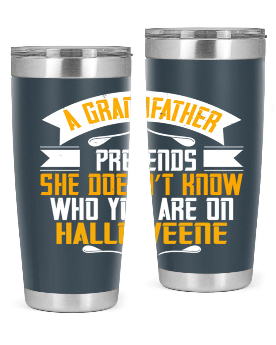 A stylish 96# Grandma Tumbler made of stainless steel, featuring a drink-thru lid and vibrant design, perfect for hot and cold beverages.