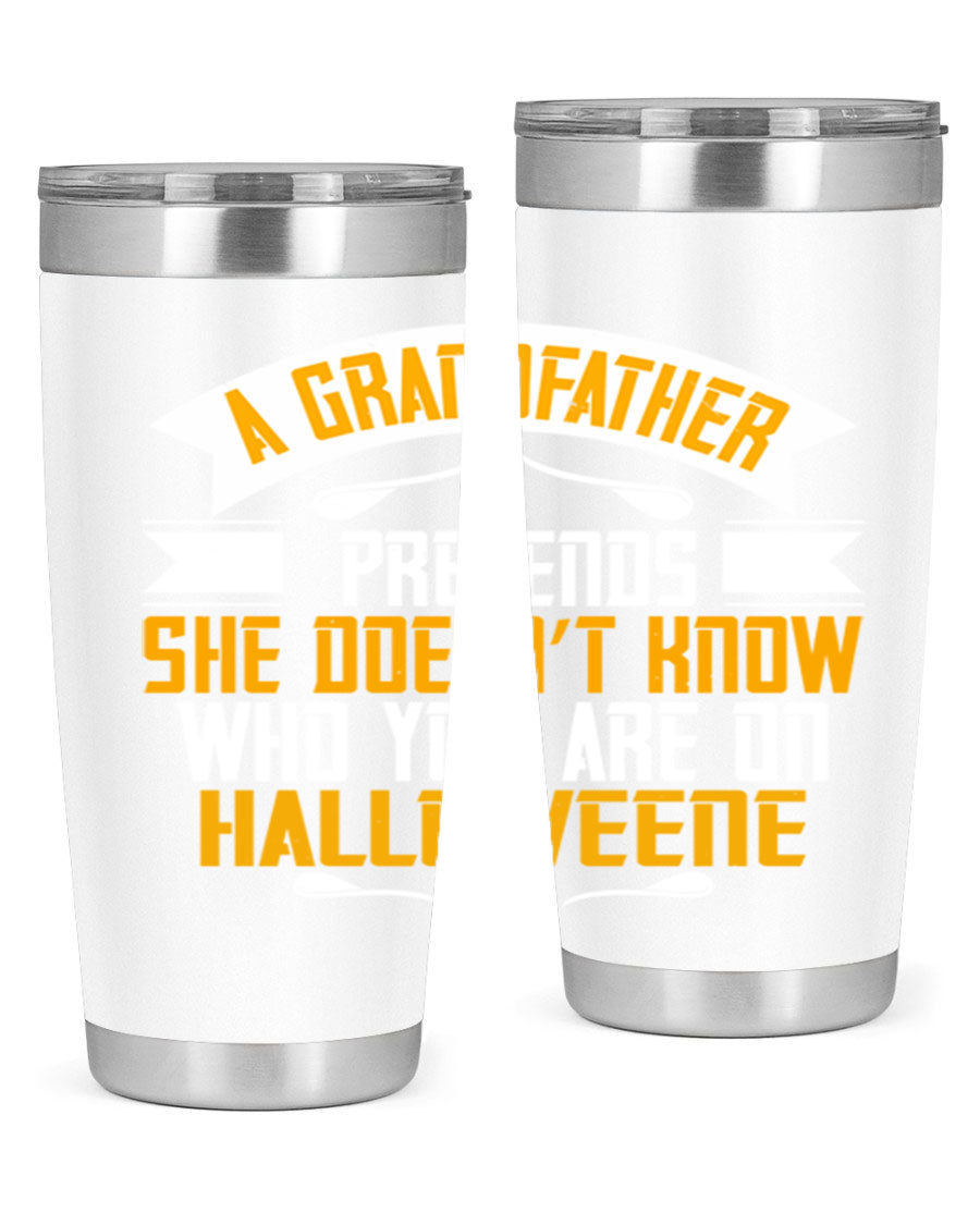 A stylish 96# Grandma Tumbler made of stainless steel, featuring a drink-thru lid and vibrant design, perfect for hot and cold beverages.