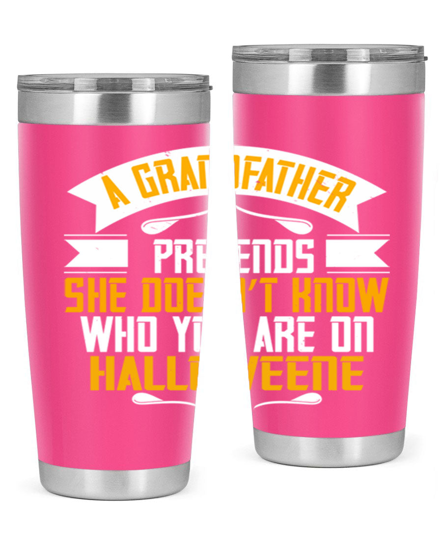 A stylish 96# Grandma Tumbler made of stainless steel, featuring a drink-thru lid and vibrant design, perfect for hot and cold beverages.
