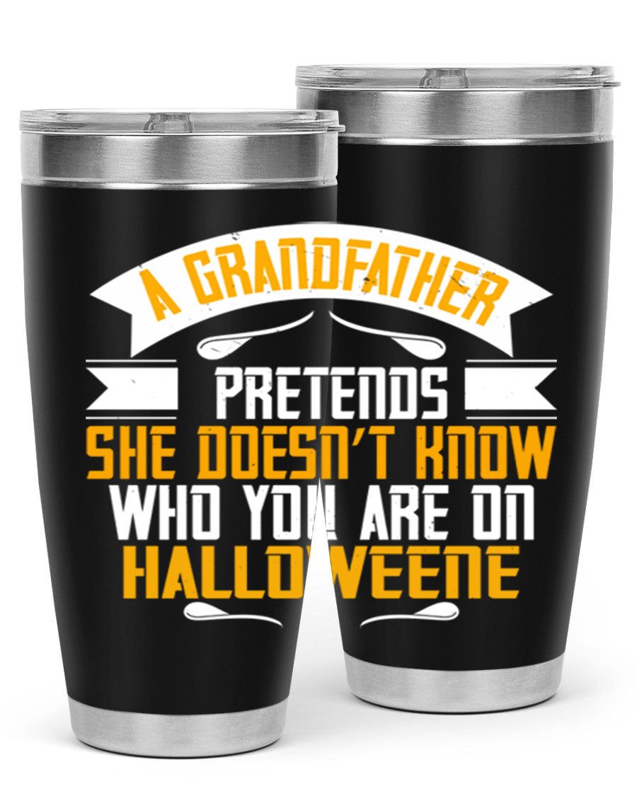 A stylish 96# Grandma Tumbler made of stainless steel, featuring a drink-thru lid and vibrant design, perfect for hot and cold beverages.