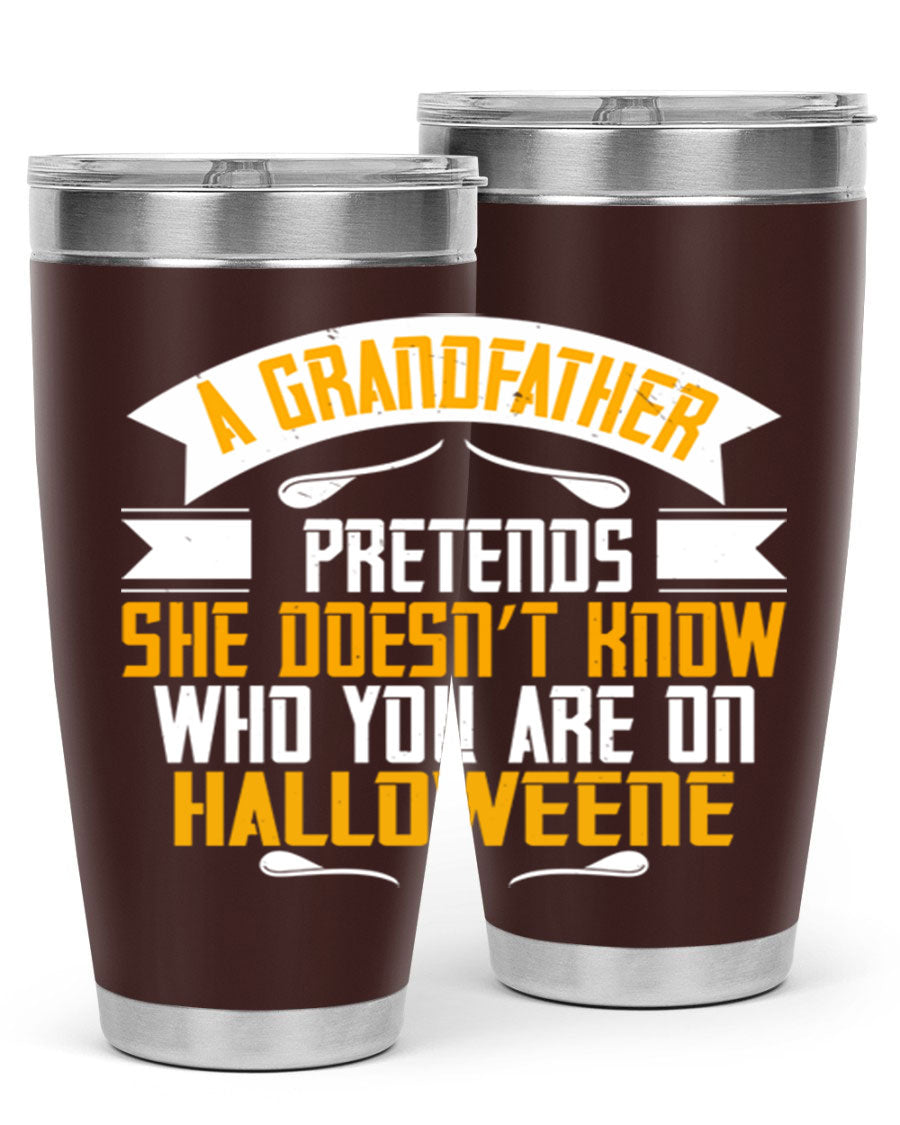A stylish 96# Grandma Tumbler made of stainless steel, featuring a drink-thru lid and vibrant design, perfect for hot and cold beverages.