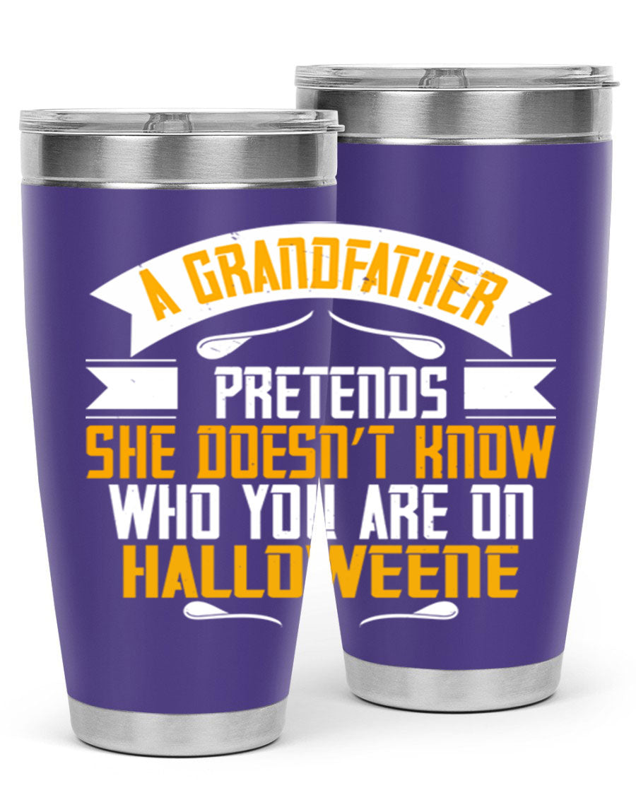 A stylish 96# Grandma Tumbler made of stainless steel, featuring a drink-thru lid and vibrant design, perfect for hot and cold beverages.